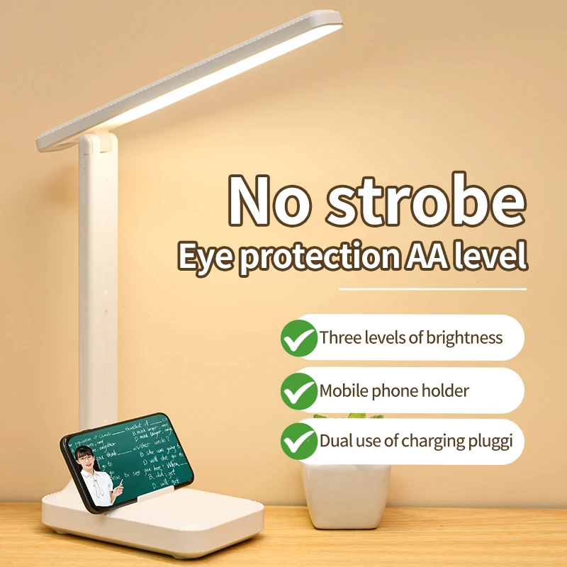 Eye protection desk lamp with pen holder for reading, charging, plugging in, dormitory bedroom, reading desk lamp