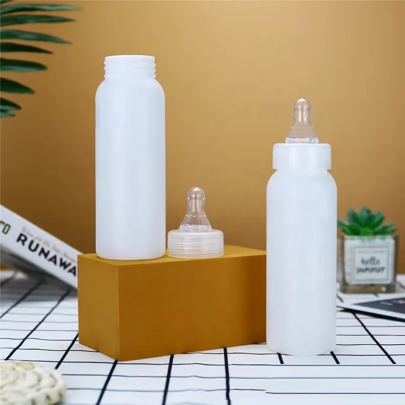 Hot sell animal feeding bottle 250ml water milk bottle with soft nozzle