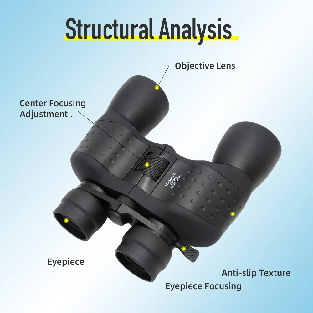 10-30x50 Compact Sports zoom Binoculars for Adults  Binoculars for Bird Watching Hunting Travel