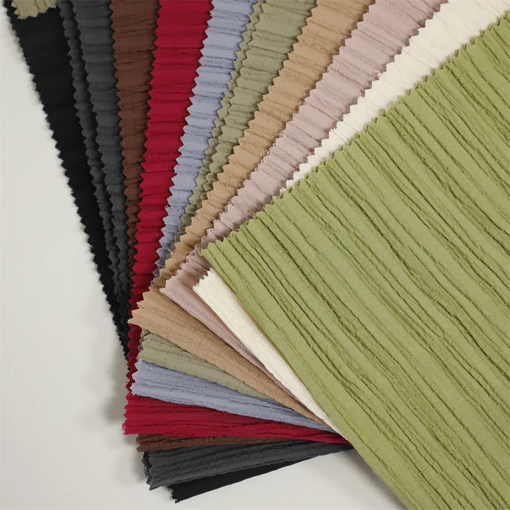 High Quality Crush ShaoXing Fabric Colorful TR Brush Dyeing Crushed Woven Fabric For Garment