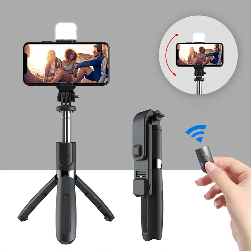 
1045mm l02s selfie stick led fill light wireless bluetooths mini selfie stick tripod 360 degree rotation flexible selfie stick 