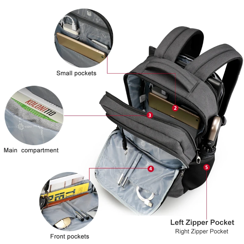 Tigernu T-B3259 manufacturer waterproof anti theft durable college school bag pack mochila men laptop backpack