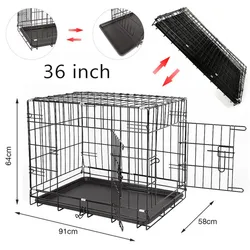 high quality double door folding metal dog cage dog crate manufacturer