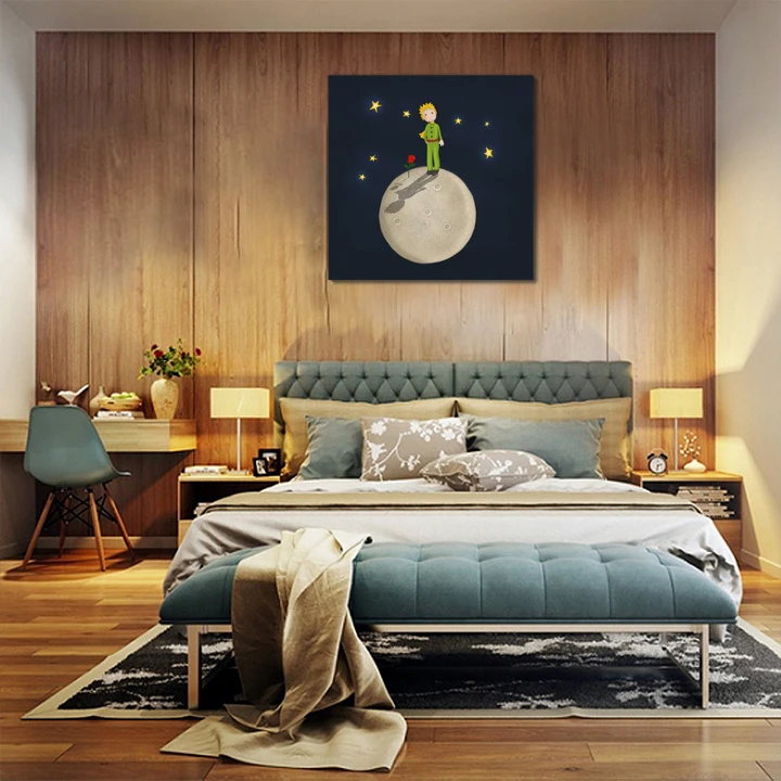 Hand Painted Le Petit Prince Anime Prints Oil Painting On Canvas For Living Room Wall Decor