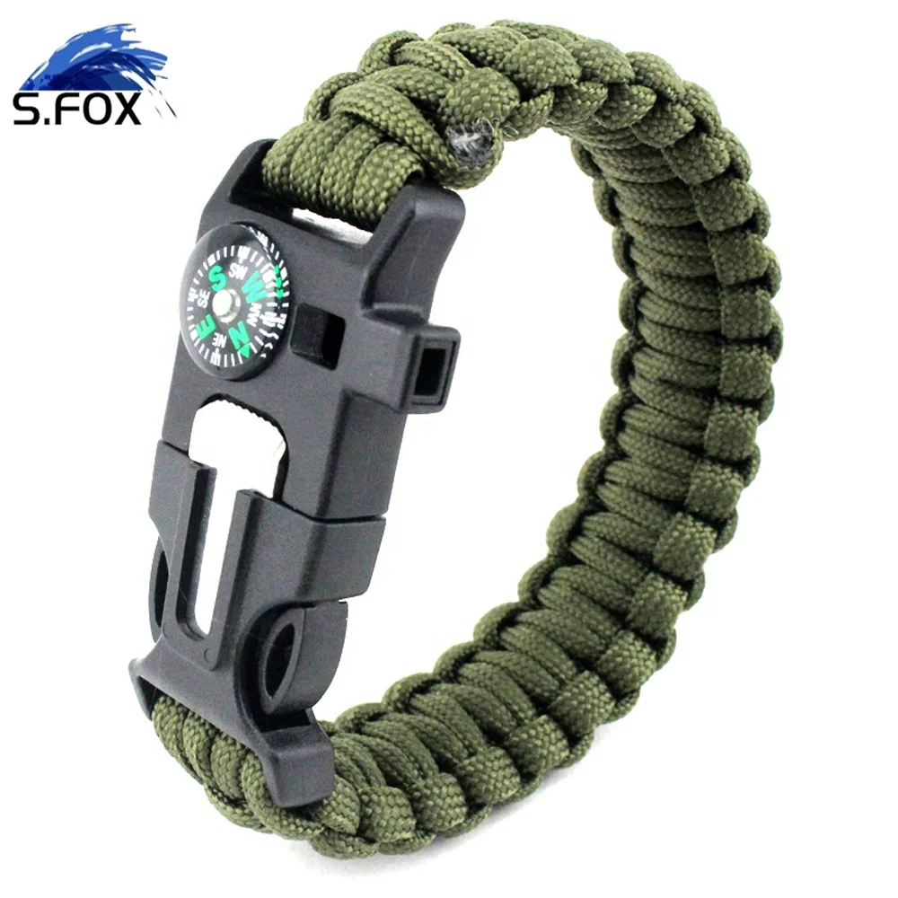 Outdoor Camping 5 in 1 Military Braided Adjustable Survival Paracord Bracelet With Knife
