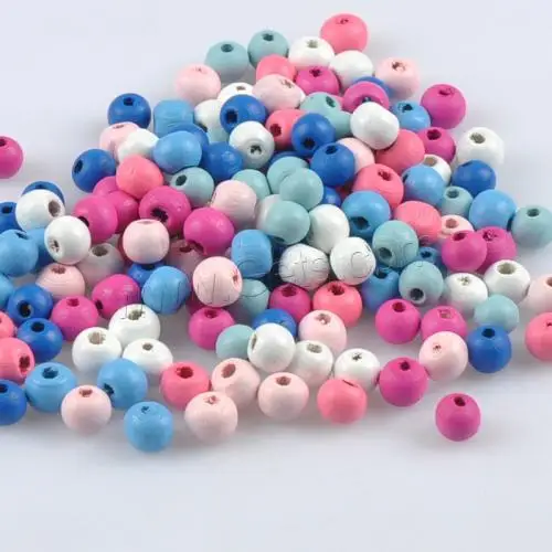 DIY Round Dyed Wood Beads Jewelry Making Bulk Bead Schima Superba Different Size for Choice Mixed Colors 500PCs/Bag 1626481
