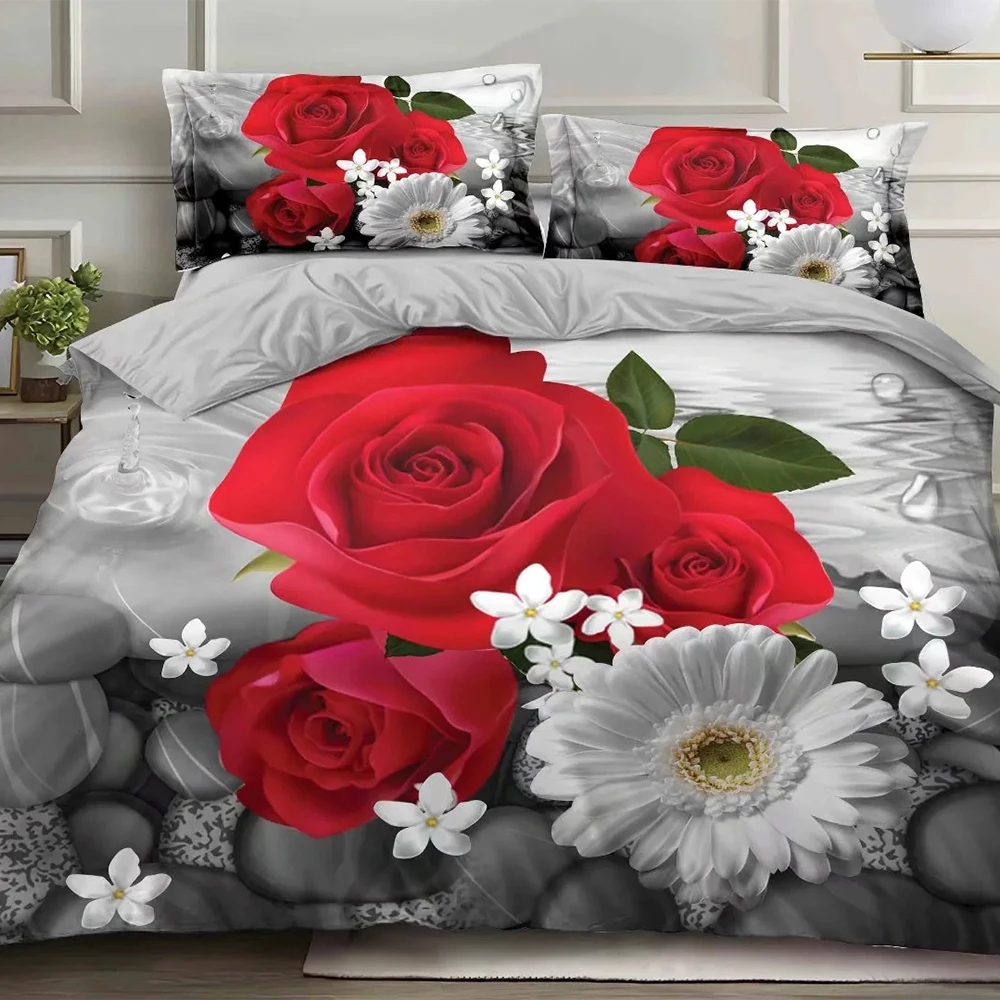 100%Polyester Color Printing duvet cover sets  Bed Sheet Cloth 3D Polyester Fabric Duvet Cover Comforter Set