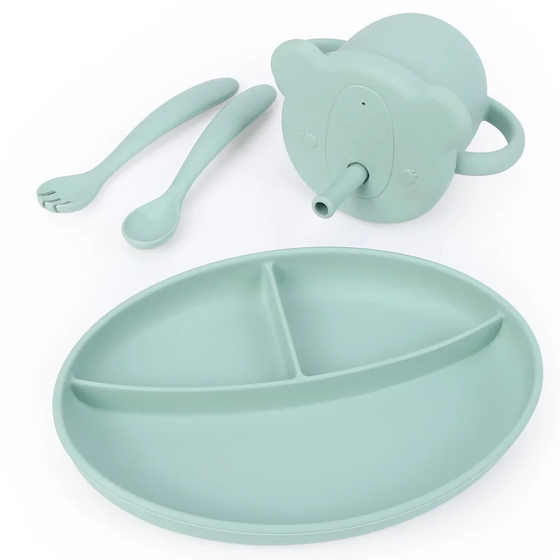 Custom Toddler Infant Gift Cup Bowl Bib Plate Suction Tableware Reusable Waterproof Silicone Baby Product Baby Feeding Set