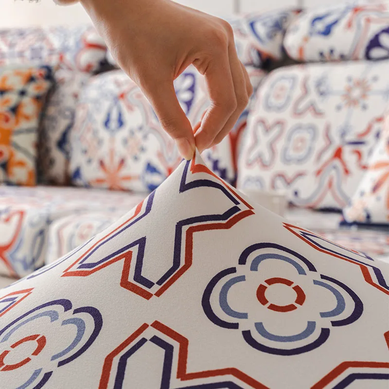 All-Year Universal Stretch Sofa Cover Solid Pattern Couch Cover for Sectional Sofas