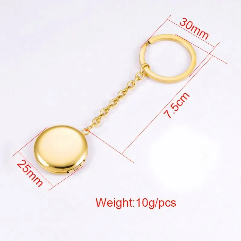 stainless steel heart Laser engraving blank keychain memory friend photo pocket gold plated blank locket custom photo key chain