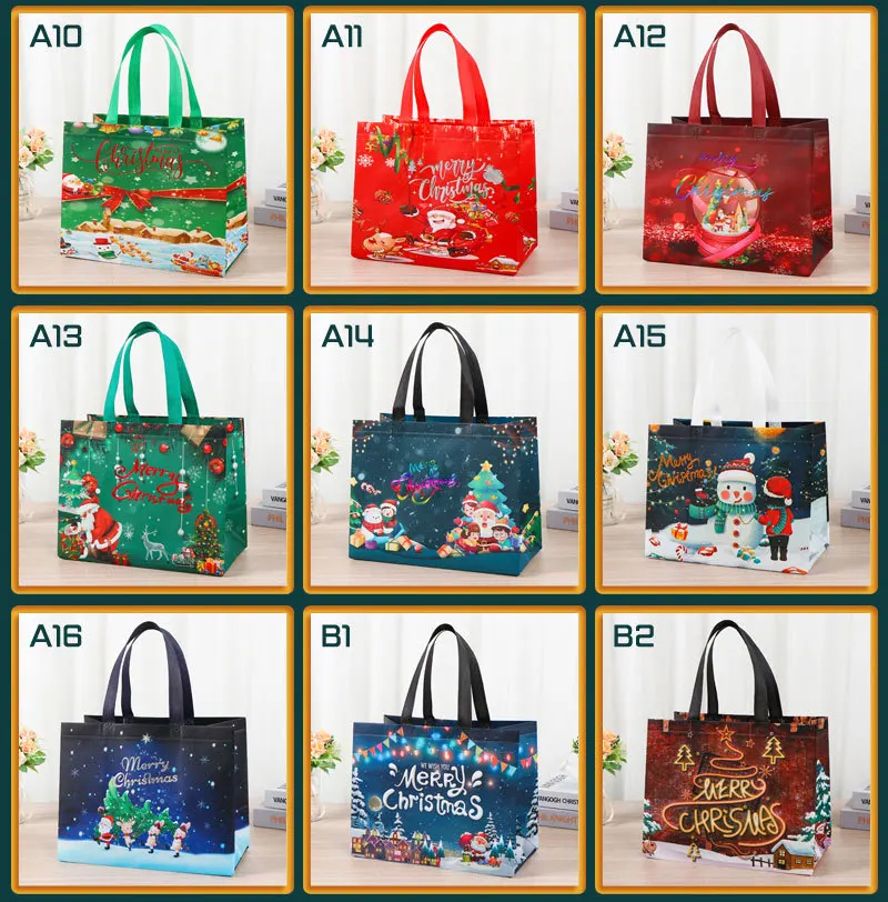Custom Christmas Grocery Gift Bag Handmade Cheap Plain Promotional Pp Non Woven Tote Bag For Supermarket