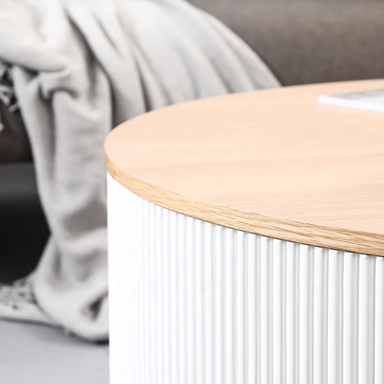Quality Guaranteed Nordic Modern Design Round Coffee table Natural White Solid Oak Wooden Coffee Table