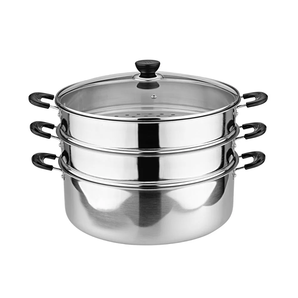 Wholesale multifunction cooking pot Stainless Steel Food Steamer pot with glass lid