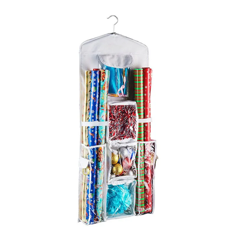 Hanging Gift Bag Organizer with Multiple Pockets Gift Wrap Storage Organizer Paper Bags