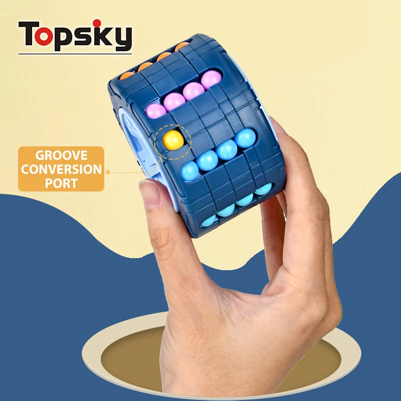 Funny Fingertip Spinning Rotating Bean Cube 3D Car Tires Bean Fingertip Toys Stress Relief Spin Bead Puzzles Spinner Slide Cube