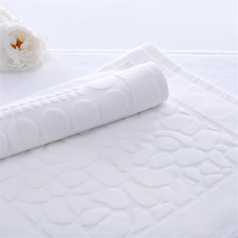  Нескользящий коврик с логотипом на заказ 100% хлопок белый цвет 50x80 для отелей и спа-ванн