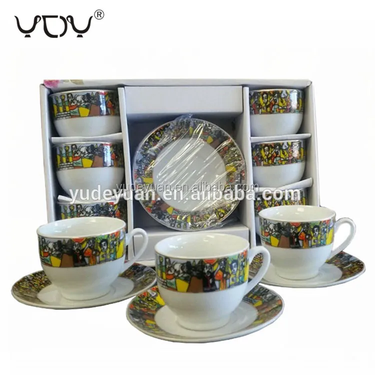 wholesale price custom design 80cc 90cc ethiopian gift box small coffee cup ceramic porcelain