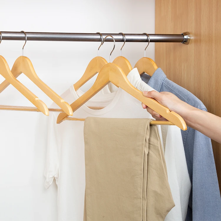 YIKAI Wooden Coat Hanger with Non-slip Transparent Rubber Hose for Clothing Hanger