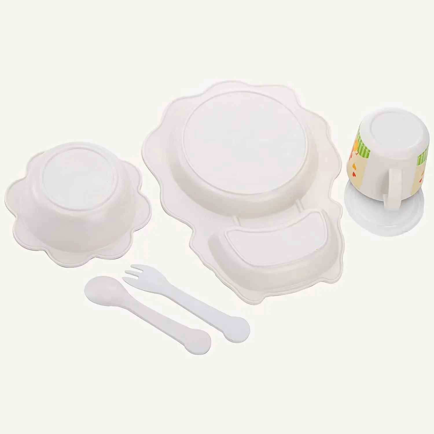Bamboo Fiber Children Dinnerware Set  Baby Eating Training Set Toddler Plate Bowl Cup 5-piece Feeding Cartoon Lion Tableware