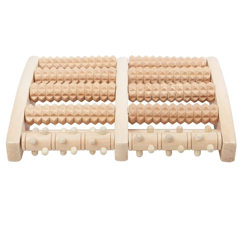 Dual Foot Massager Roller Pure Natural Wooden Foot Massager Roller for Plantar Fasciitis