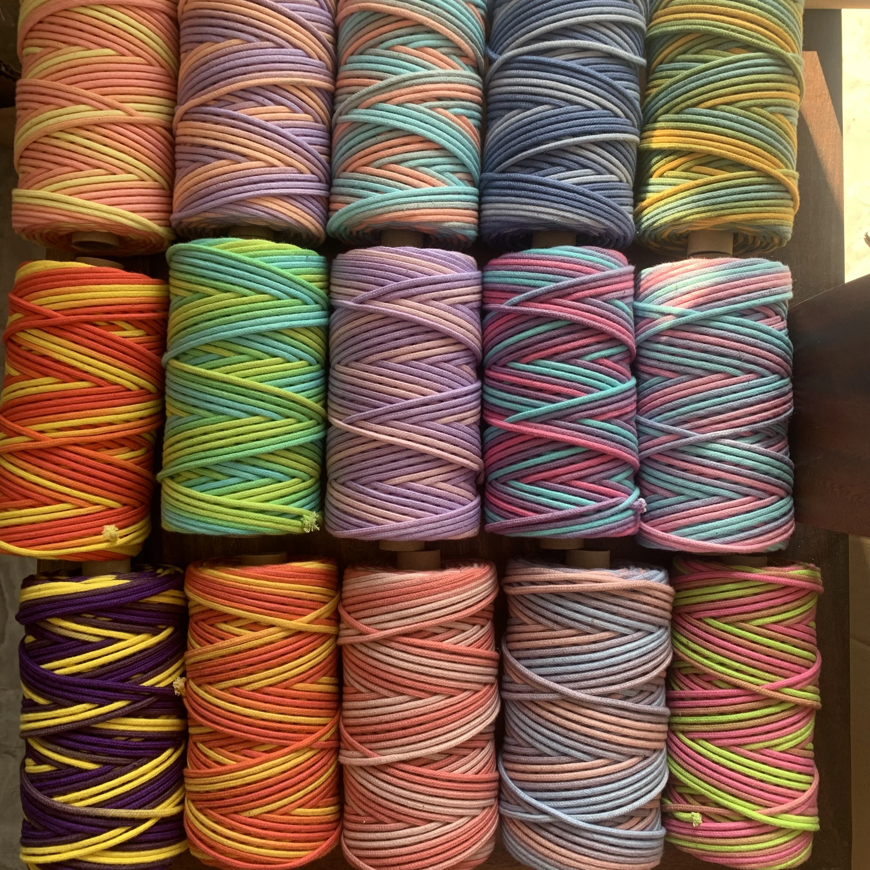 80 colors Ropemate 3mm Section dyed cotton rope gradient color rope braided cored macrame cord for handmade project