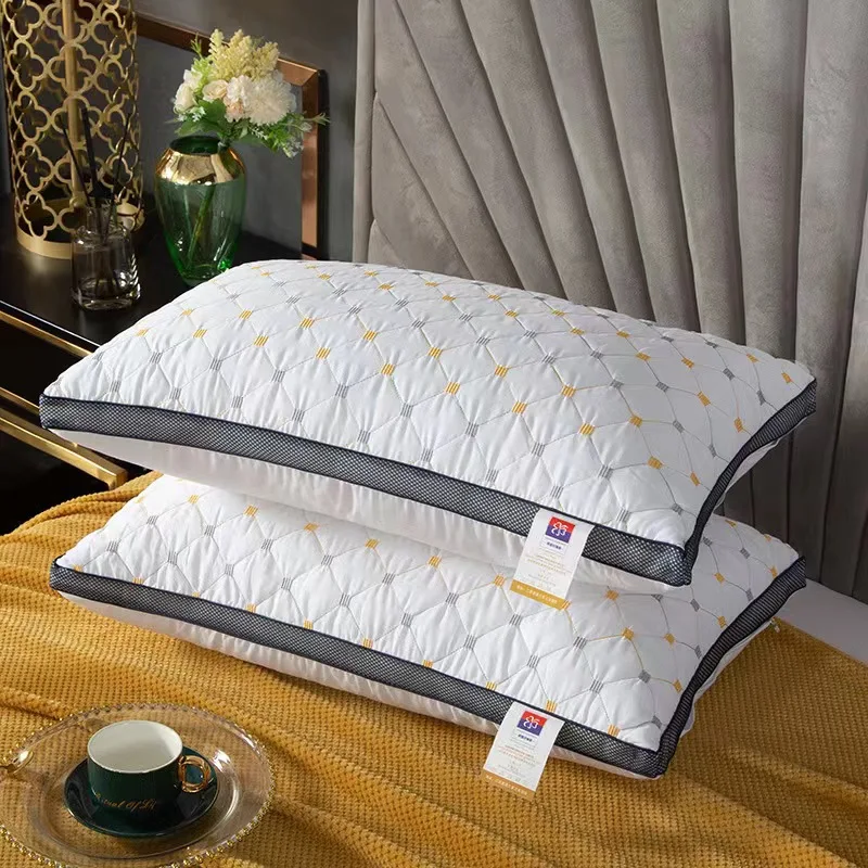 Factory direct sales customization Quilted Embroidery Design Bed Pillows Queen Size Hotel Luxury Pillow