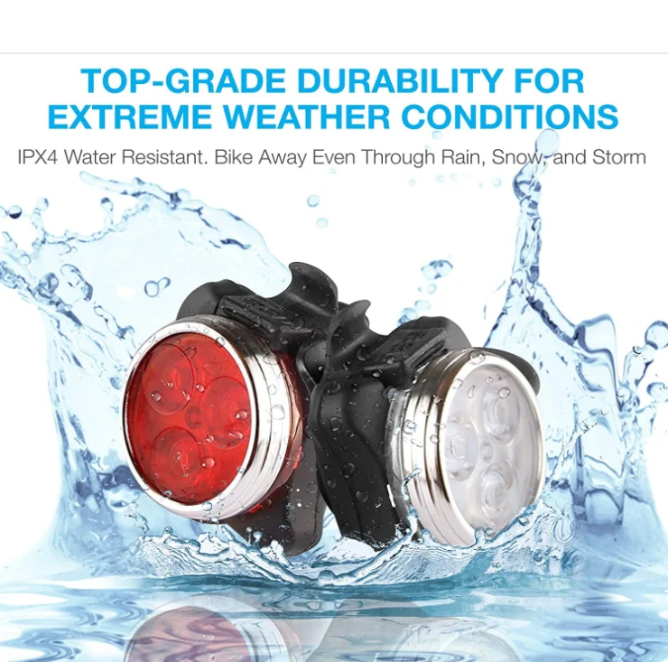 Rechargeable Bike Light Set Super Bright Front Headlight and Bicycle Tail  LED Rear  Light for Cyclists