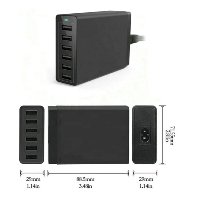 Multi-function 6 USB Home Charger Station 6 Ports HUB Mobile Phone Desktop Quick Charging Station With CE FCC ROHS Certificate