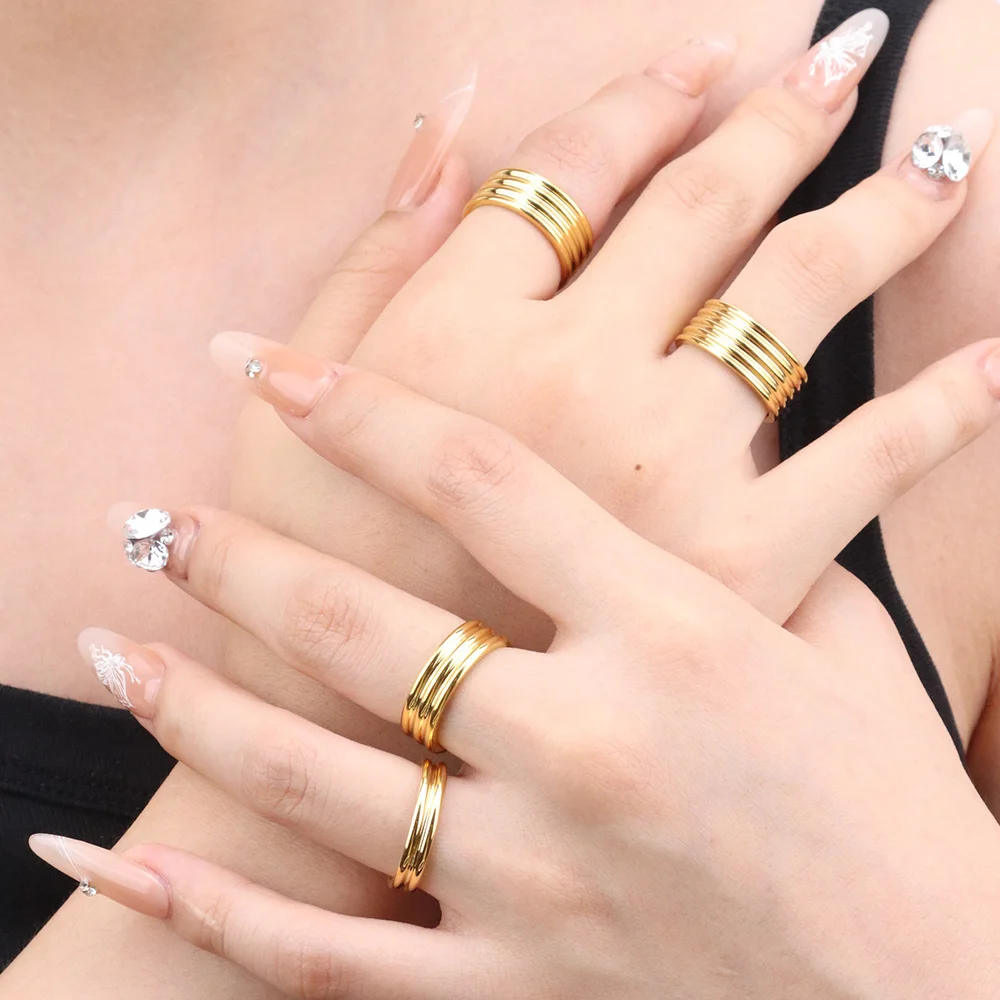 Chris April in stock waterproof 316L stainless steel gear different layers stackable rings