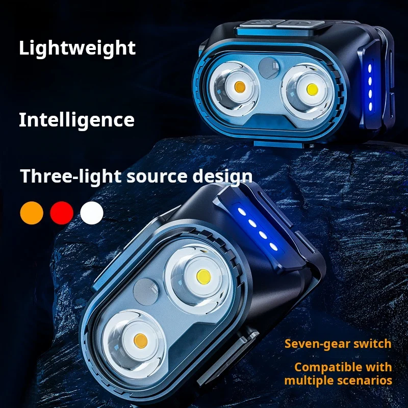 Ultra-Light LED Mini Headlamp 8-Mode Flashlights USB Rechargeable Sensor Waterproof Adjustable Outdoors Lithium Ion Switch