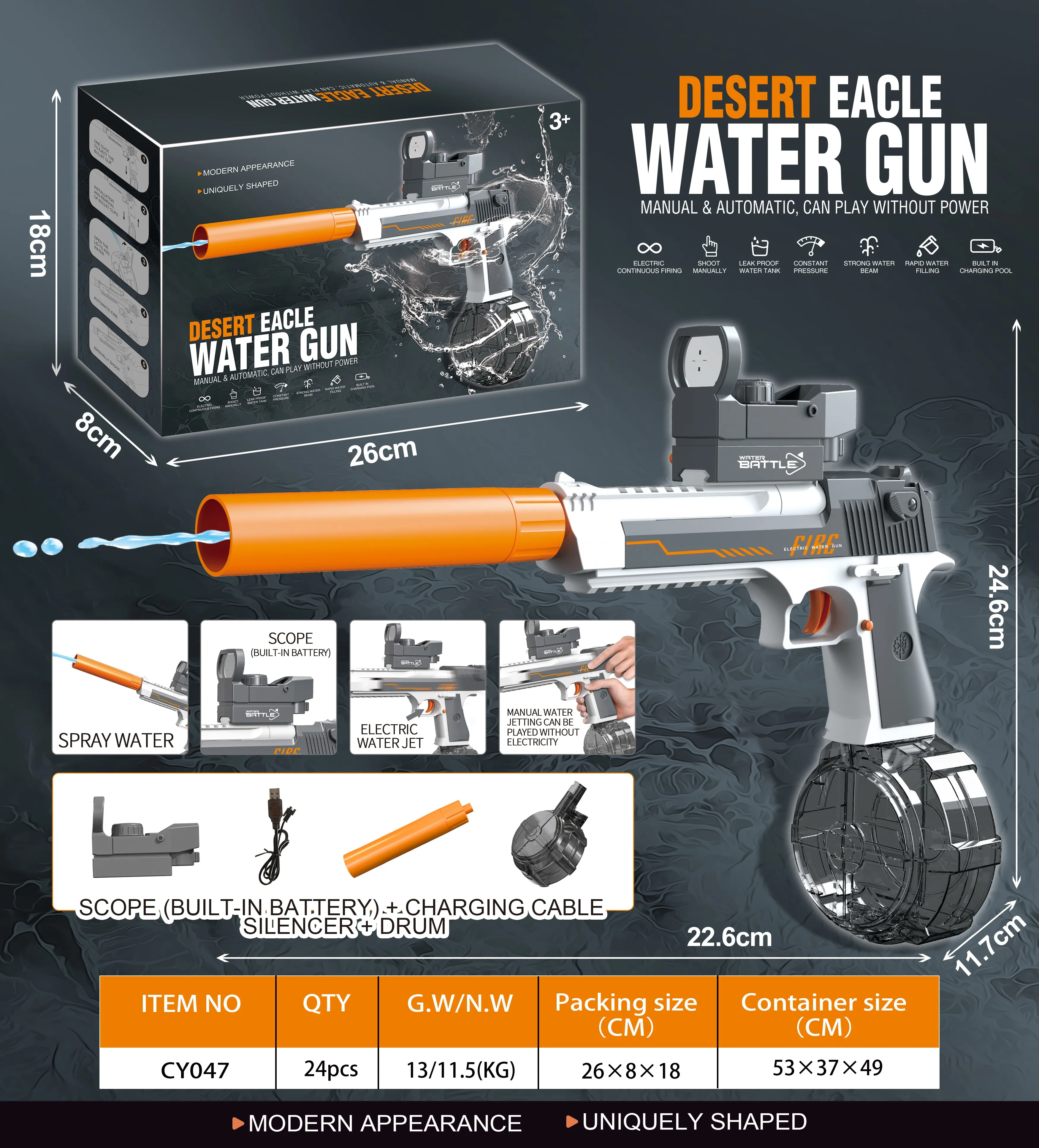 2024 Built-in Battery Manual&Electric Automatic Adult Water Gun Toy Kids Toy Gun