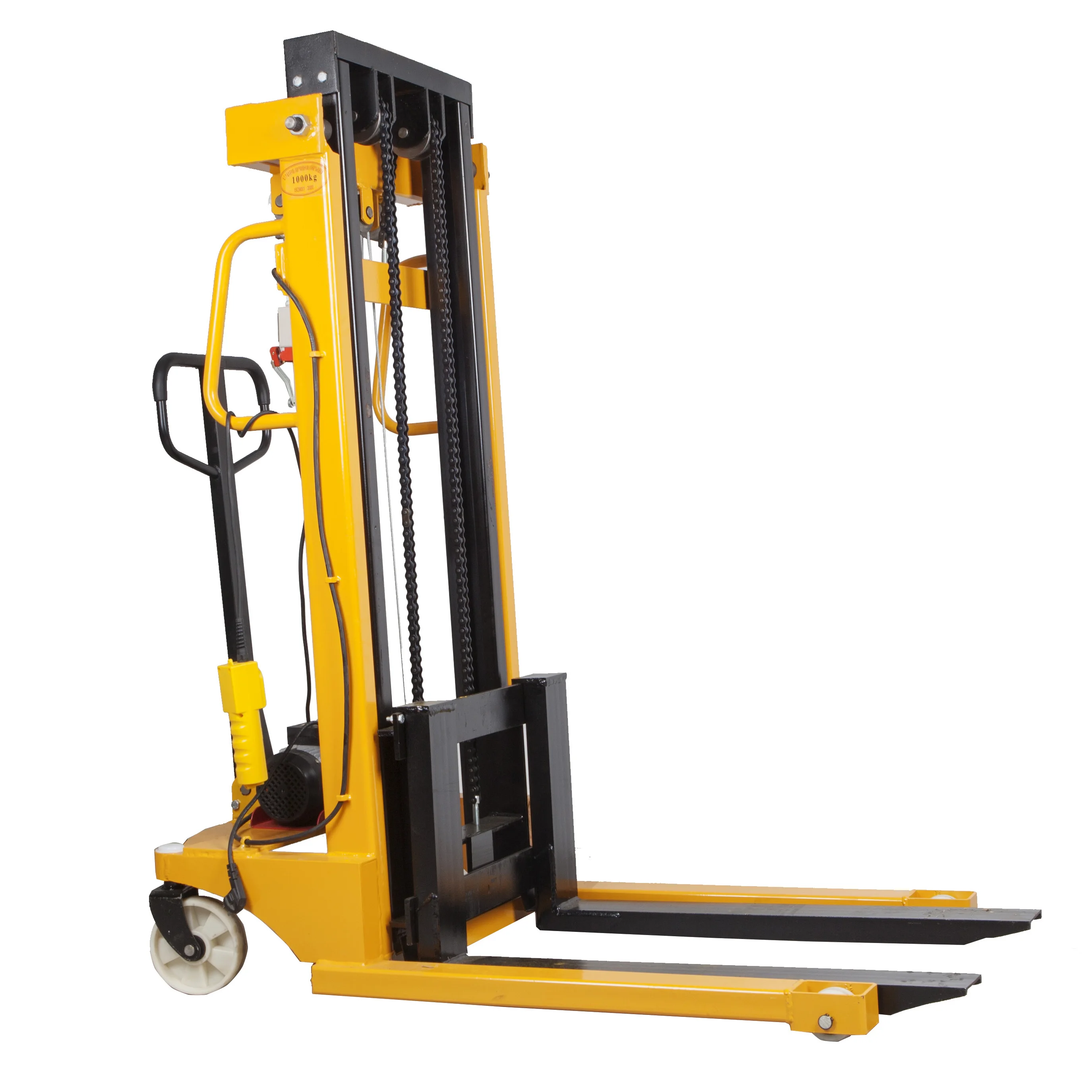 1T 1.5T 2TElectric remote control lift manuel forklift hand move Semi Electric Forklift Pallet Stacker