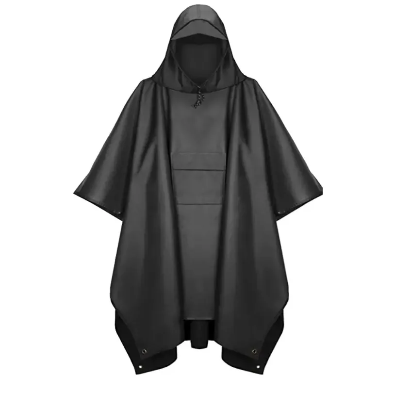 3 in 1 Hooded Rain Poncho for Adult with Pocket, Waterproof Lightweight Unisex Raincoat for Hiking Camping Emergency