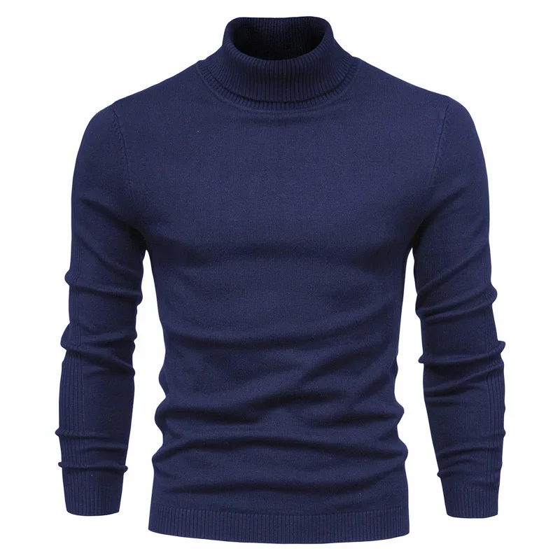 2024 Hot Sweater Men Cotton Pullover Turtleneck Warm Knitted Fashion Men Clothes Knit Sweater