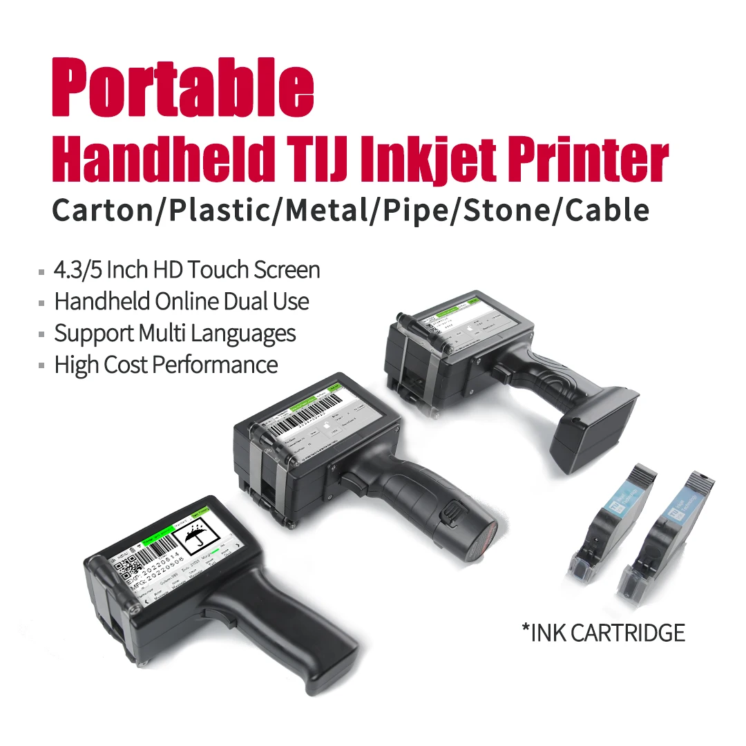 DOCOD G100E 12.7MM Portable Handheld/Online Inkjet Printer TIJ Expiry Data Barcode Industrial Coding Machine For Paper Label