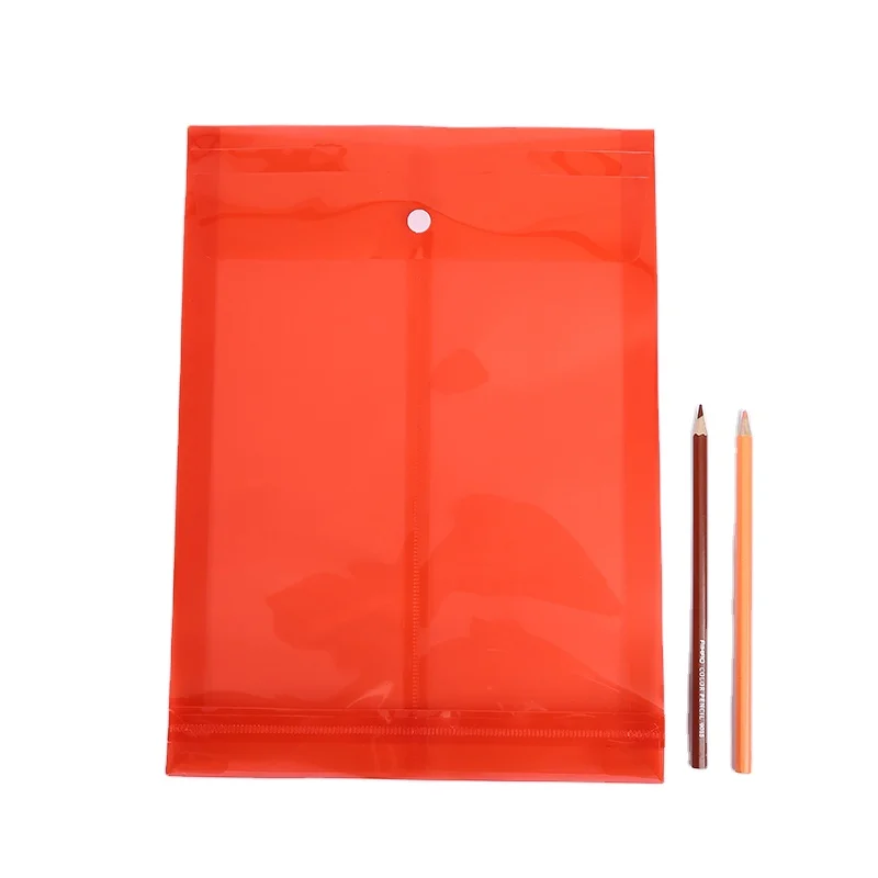 Customized PP File Bag Document Holder A4 Size Clear Plastic File Envelope Folder With Button And String