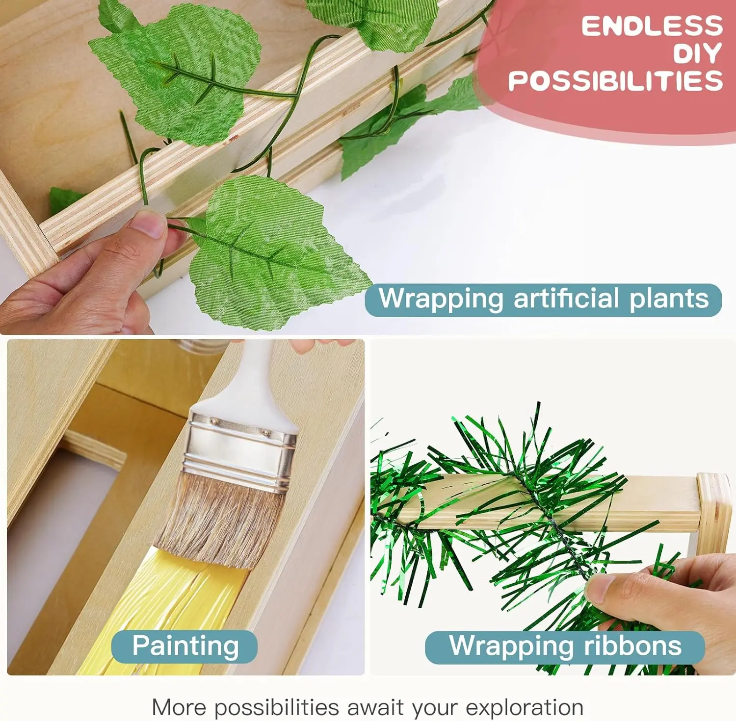 Wholesale Wood Baby Basket with Adjustable Handle and Garland Storage Crate Hamper Baby Shower Wooden Gift Crate