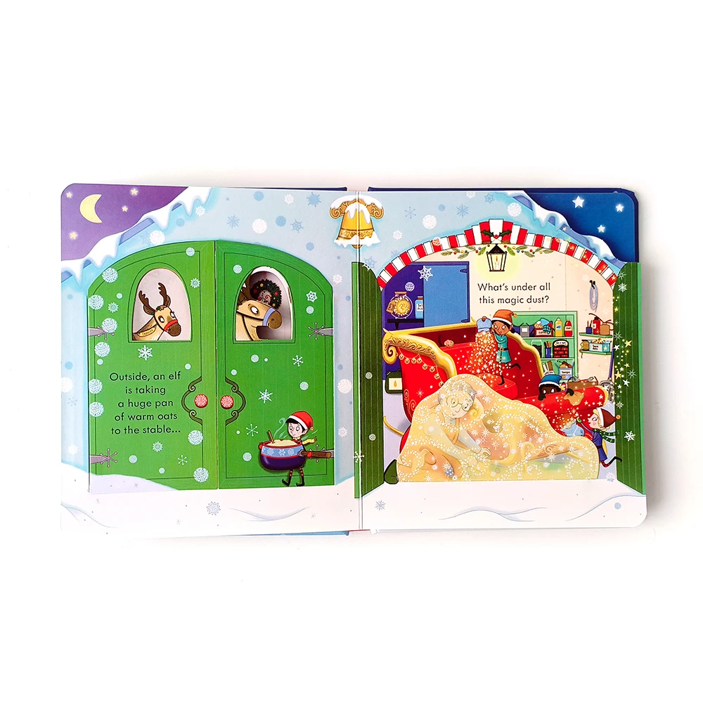 New children christmas gift boys girls games book christmas bedtime story lift the flap books printing