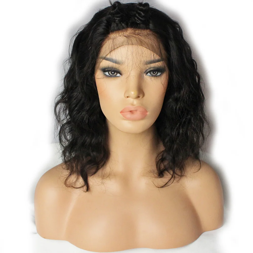 AIFANLIDE Top Quality Short Natural Curl Wavy Bob Wigs Synthetic Lace Front wigs For Black Women With Baby Hair