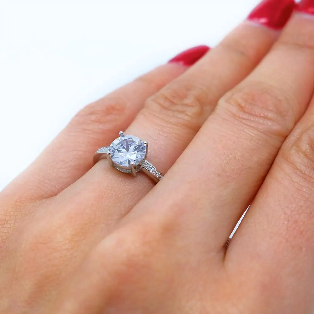 Cheap Price Silver Ring Single Stone Finger Ring For Women