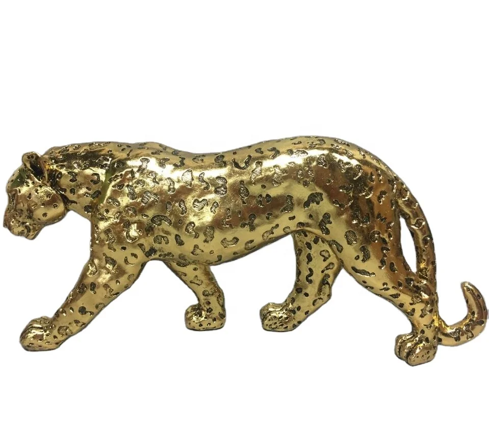 Античная Золотая полимерная леопардовая домашняя животная пантера Декоративная скульптура фигурка животного полимерная леопардовая статуя