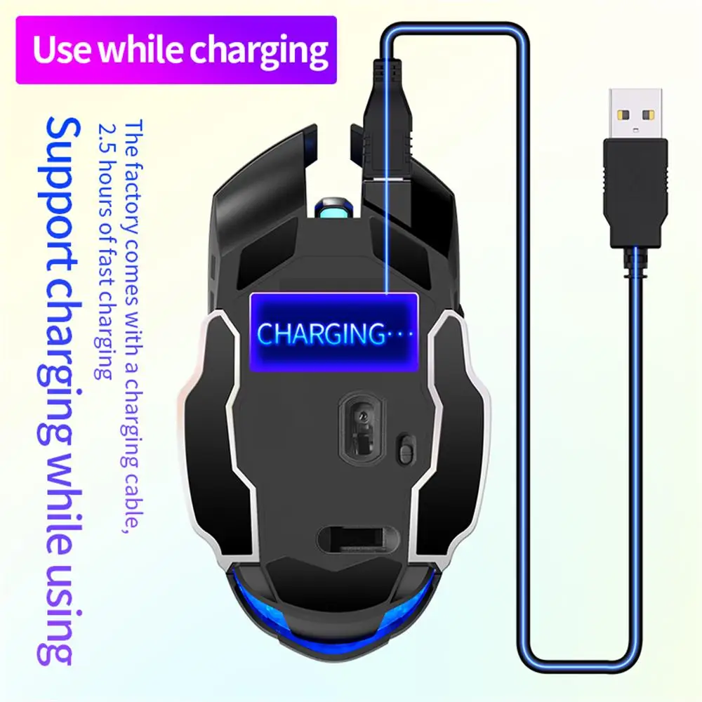 A4 Wireless Gaming Mouse 2.4G 1600 DPI LED Rechargeable Adjustable Gamer Silent Mouse Gamer Professional Mute Mice for PC Laptop