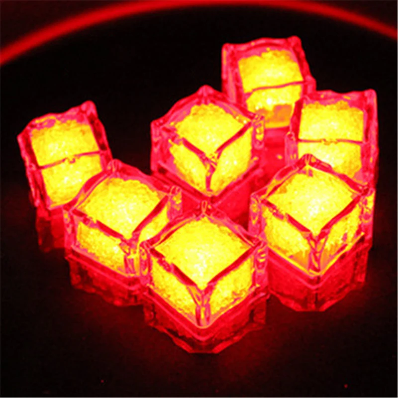 1.06*1.06*1.02 Inch Glitter Ice Cube Led Lights Glitter Light Up Ice Cube Led Ice Cubes For Party Bar Christmas