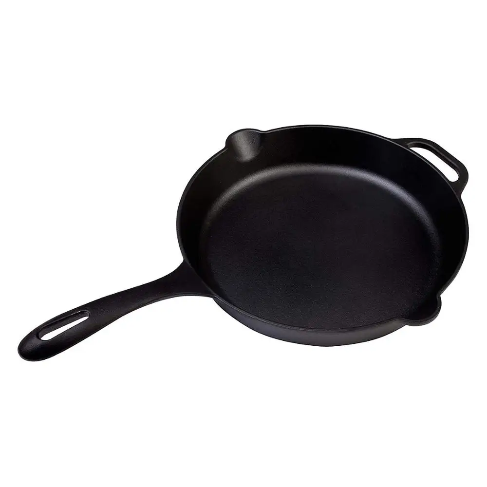 12 Inches  Cast Iron Skillet. Large Frying Pan with Helper Handle