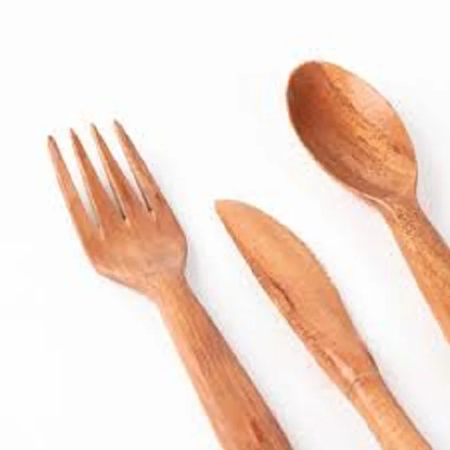 1/5 Biodegradable Wooden Cutlery Set with case Portable Cutlery Set Knife,fork and Spoons Manufacturer From India