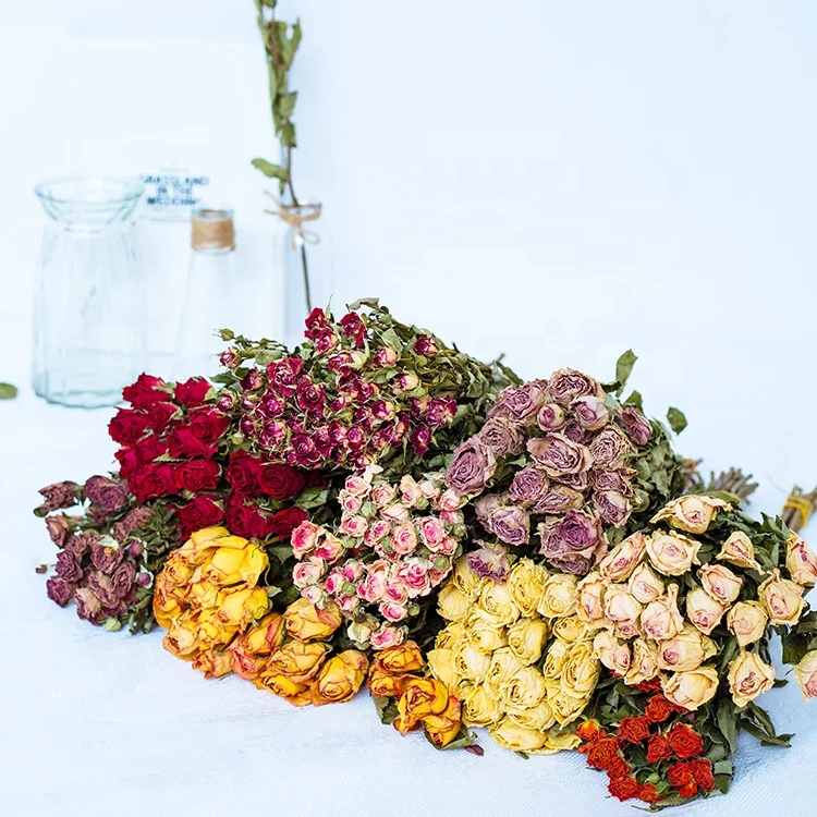 Factory dry flower dried rose wedding decoration ted bakerlayered bouquet valentines day gift