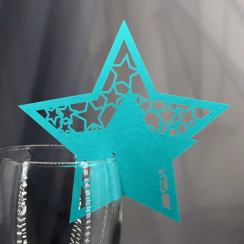 Star Laser Cut Table Name Card Place Cards For Wine Glass Wedding Paper Party Supplies Decoration