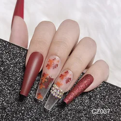 24Pcs/Set With Sticker Rainbow Ballerina Full Cover Press on Nail Art Tips Artificial Long Coffin Designed Press On Nails