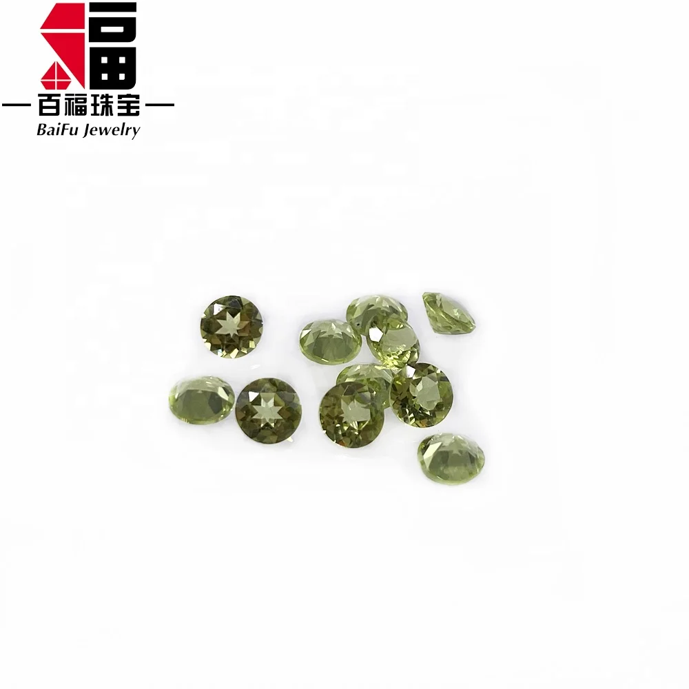 Loose wholesale direct price machine cut 3.0mm round loose peridot natural gemstone for jewelry