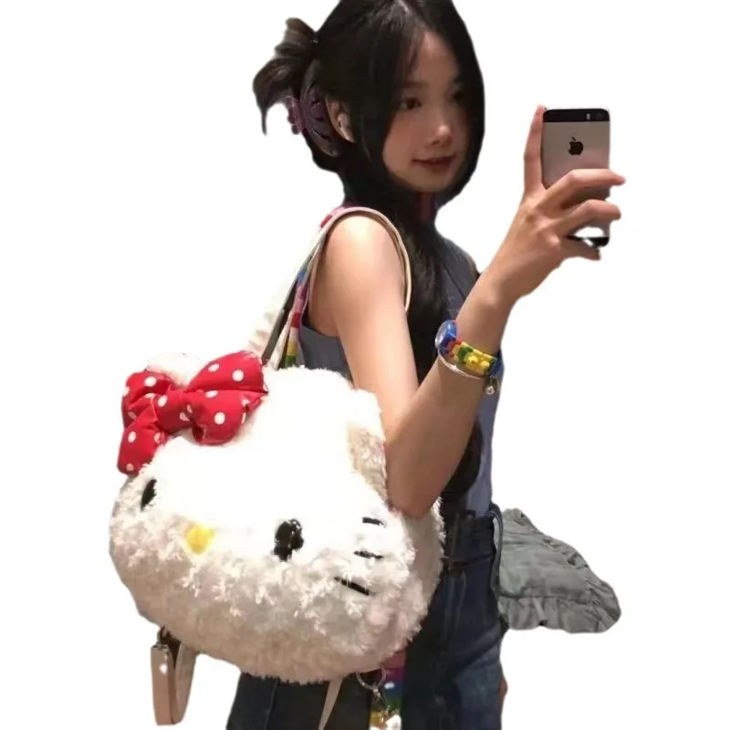 Wholesale Cinnamonroll Kt Cat Kuromi My Melody Pochacoo Handbag Messenger Bag Claw Machine Doll Woman Anime Backpack Plush Toy